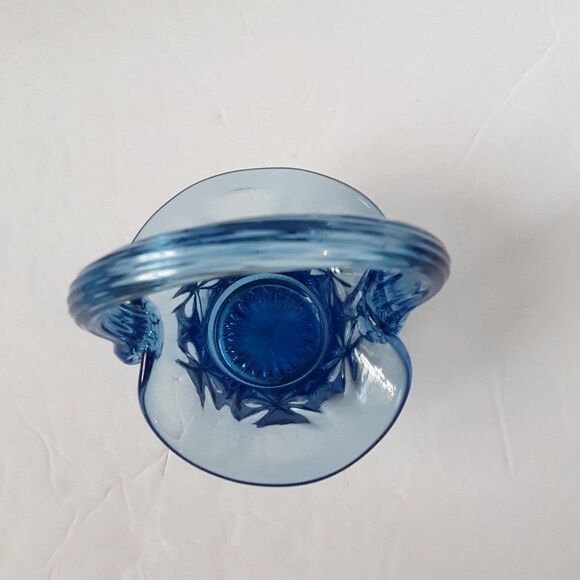 Fenton Small Glass Basket Blue Color - Picture 9 of 12